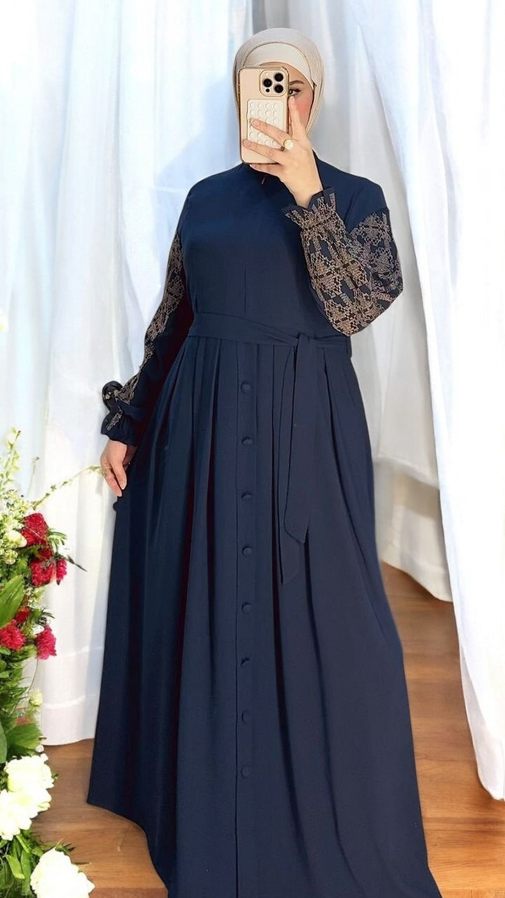 Fine Embroidered Sleeves Abaya (4 colors)