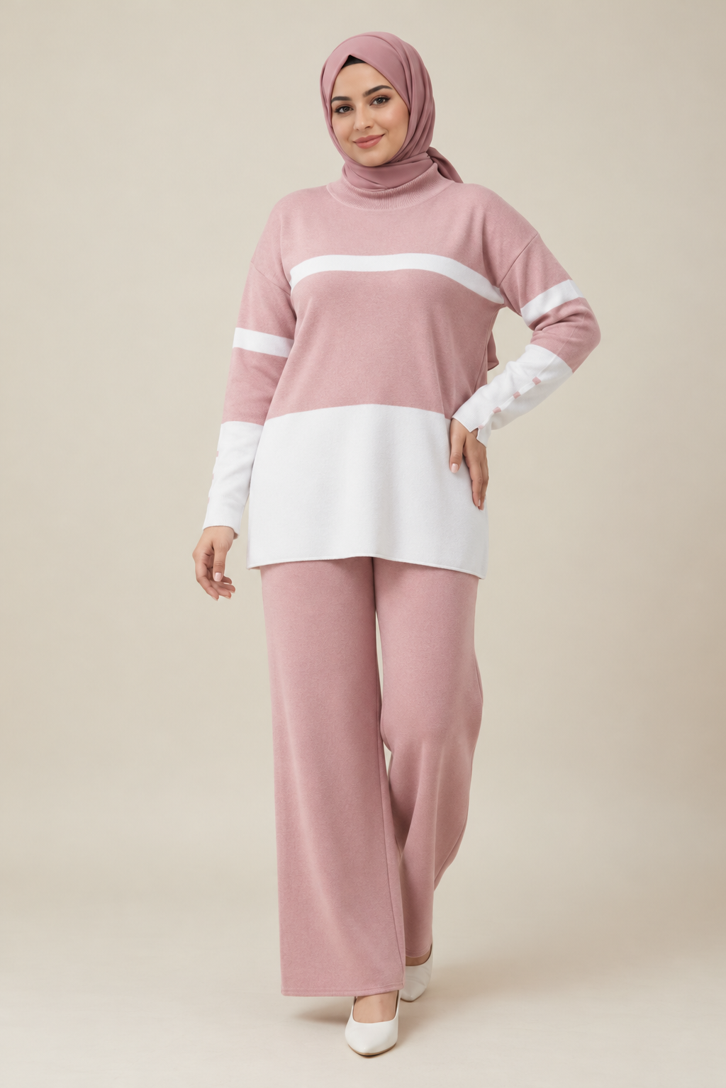 2 Pieces Pink Casual Set
