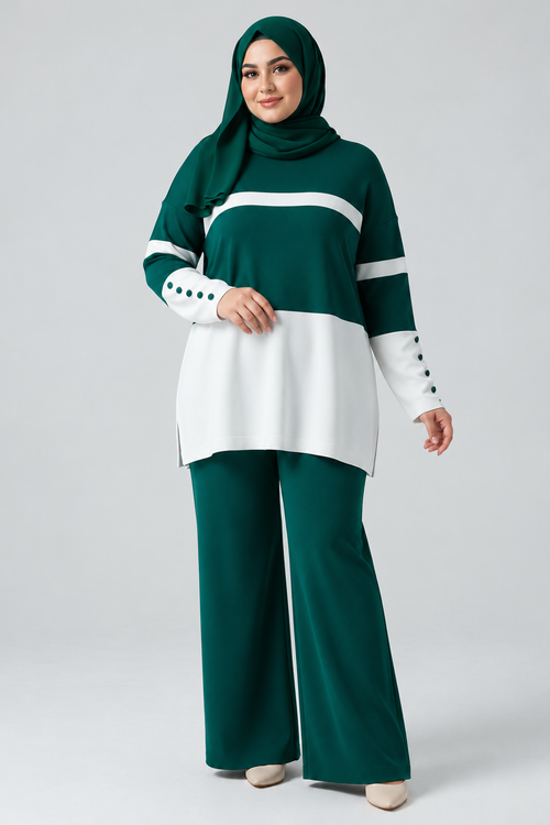 2 Pieces Green Casual Set