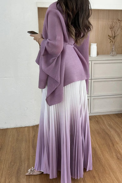 Pleated Skirt Set-Purple