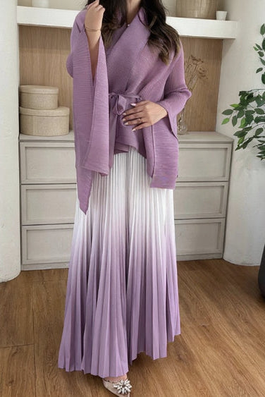 Pleated Skirt Set-Purple