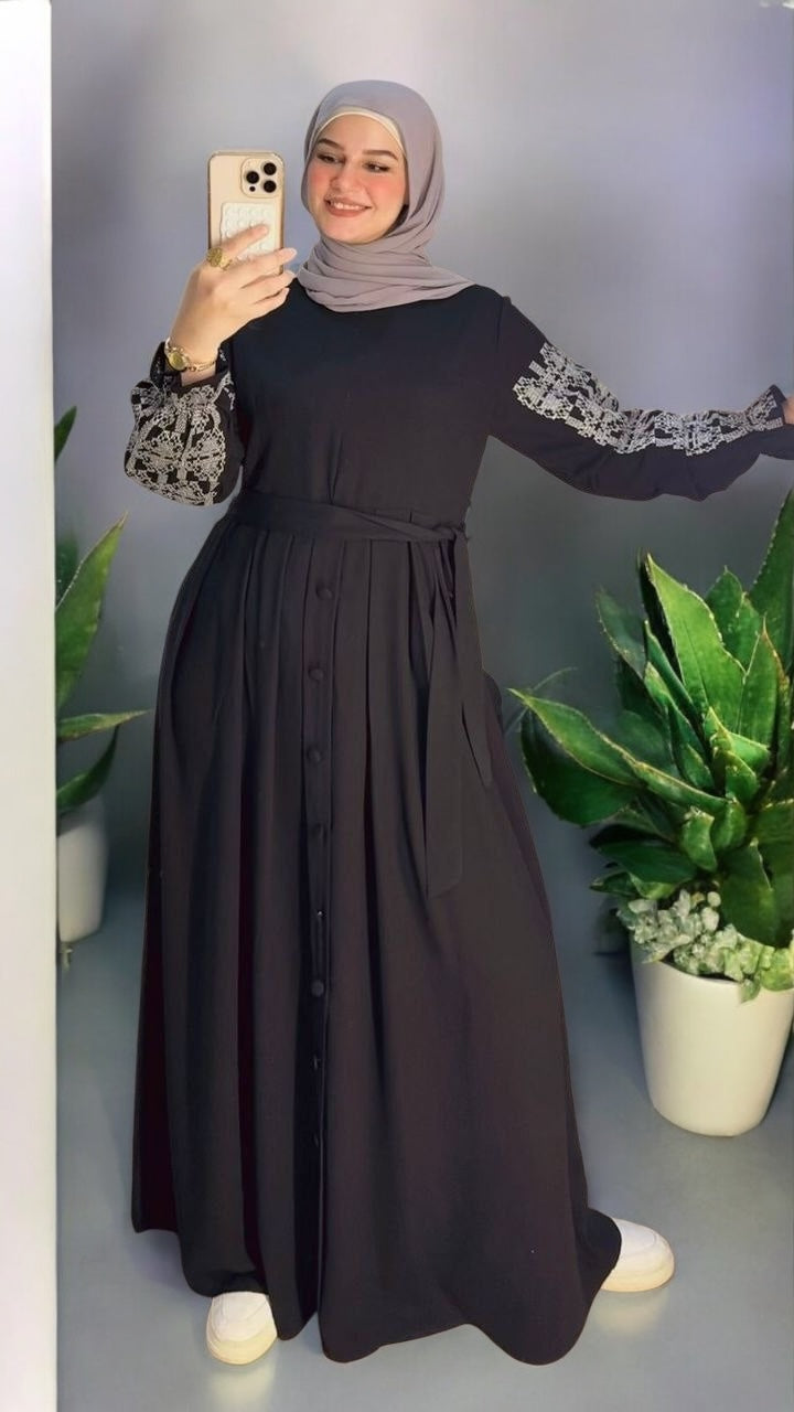 Fine Embroidered Sleeves Abaya (4 colors)