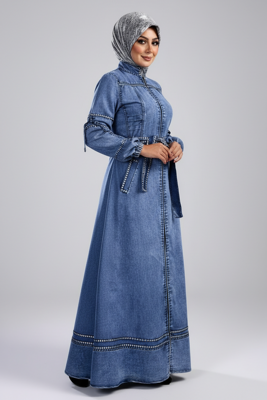 Jeans Dress With Zip&Pockets