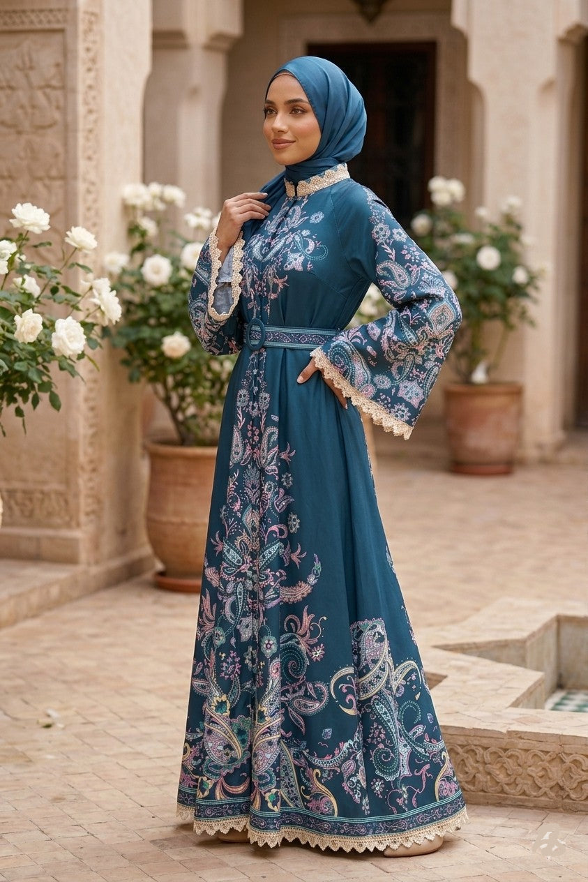 Blue Flare Sleeve Dress