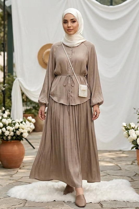 Beige Essential Skirt Suit