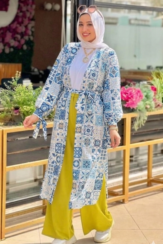 Printed Open Cardigan