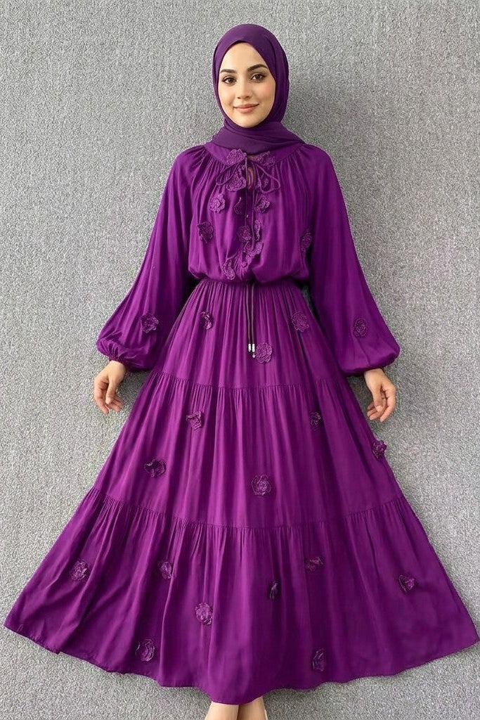 Purple Floral Skirt Set