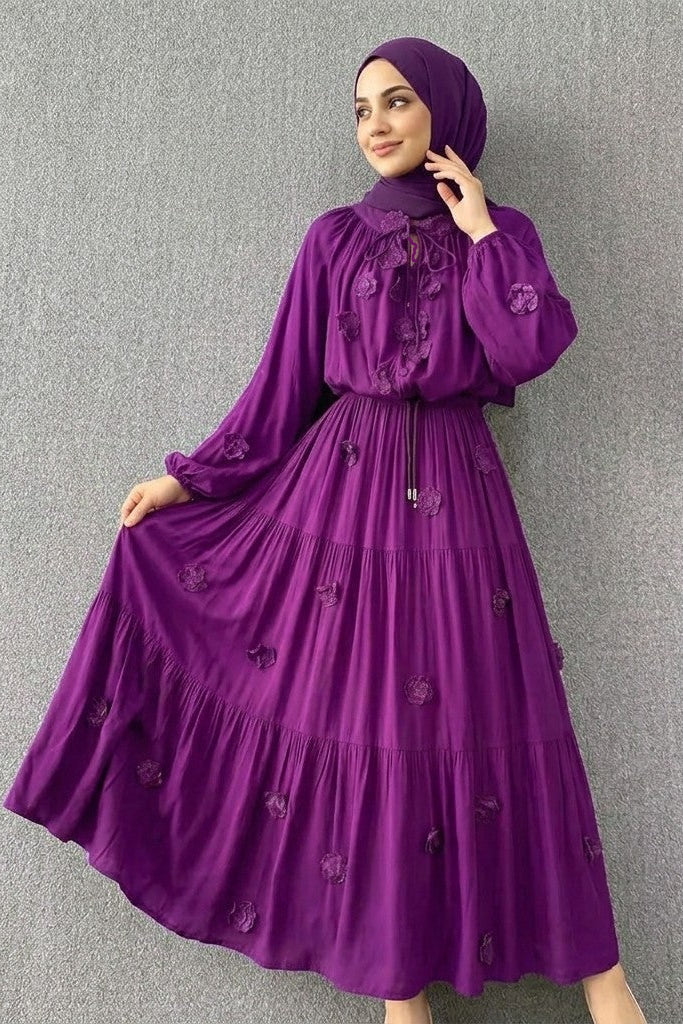 Purple Floral Skirt Set