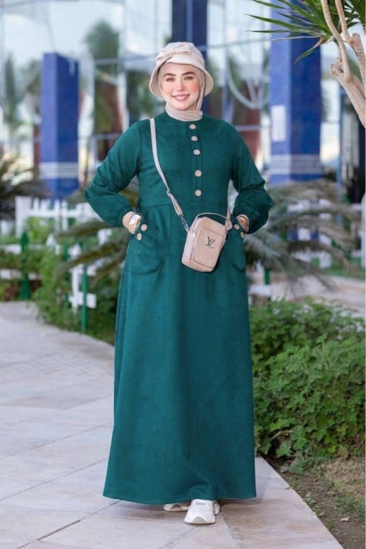 Suede Elegant Dress - Blue