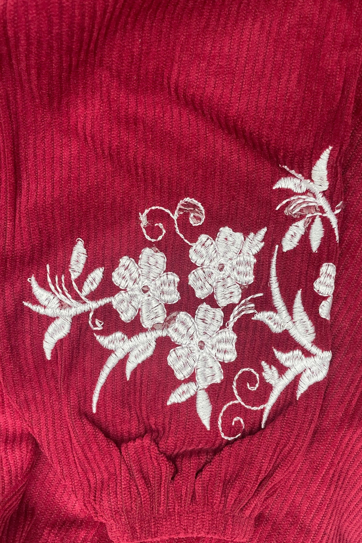 Embroided Layered Dress - Dark Red