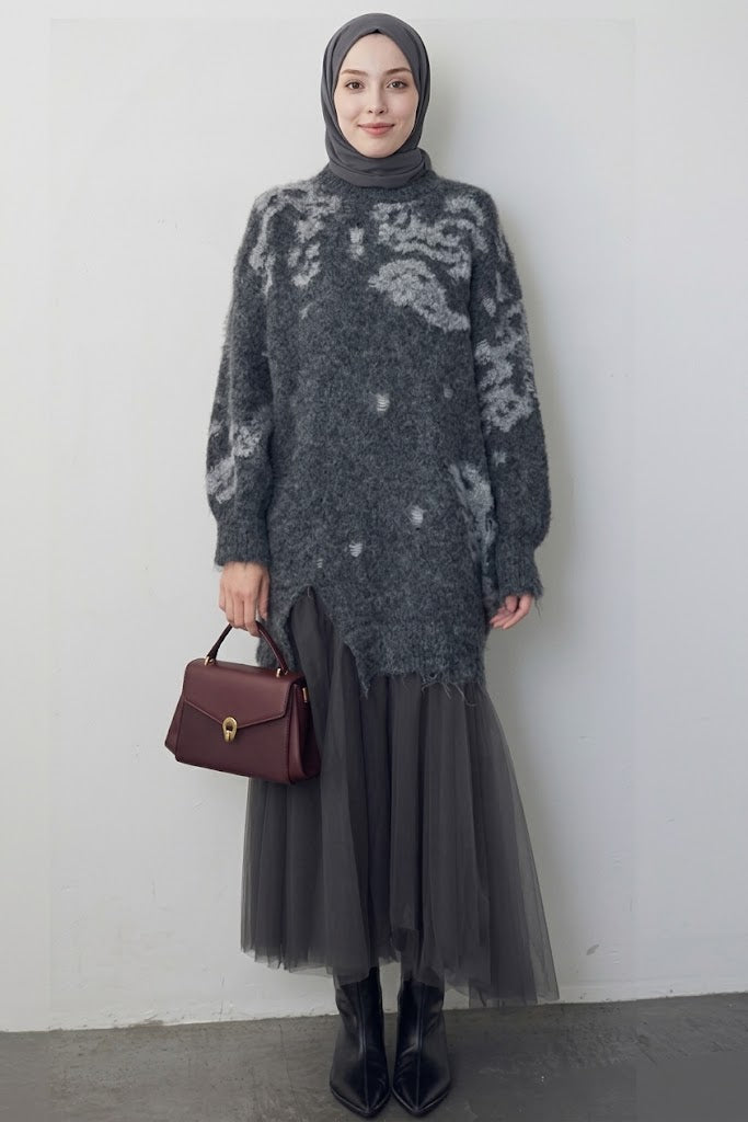 Gray Tulle Tunic/Short Dress