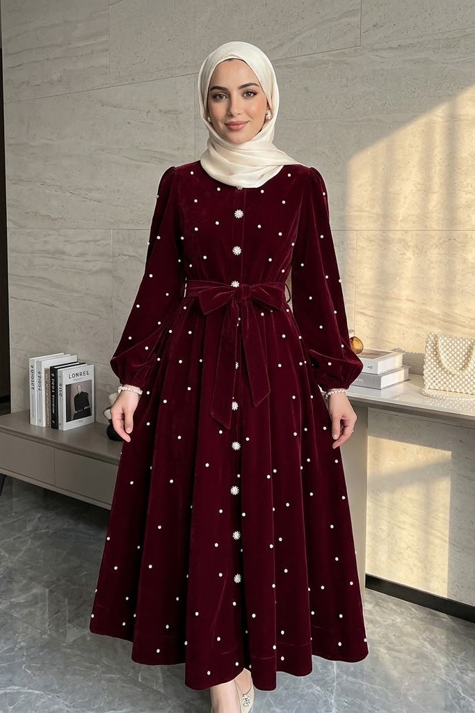 Elegant Diamond Dress-Red