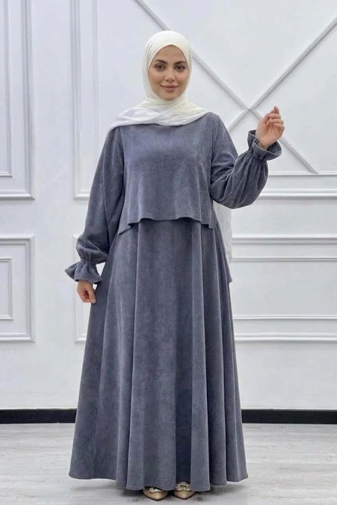 Velvet Skirt Set  - Gray