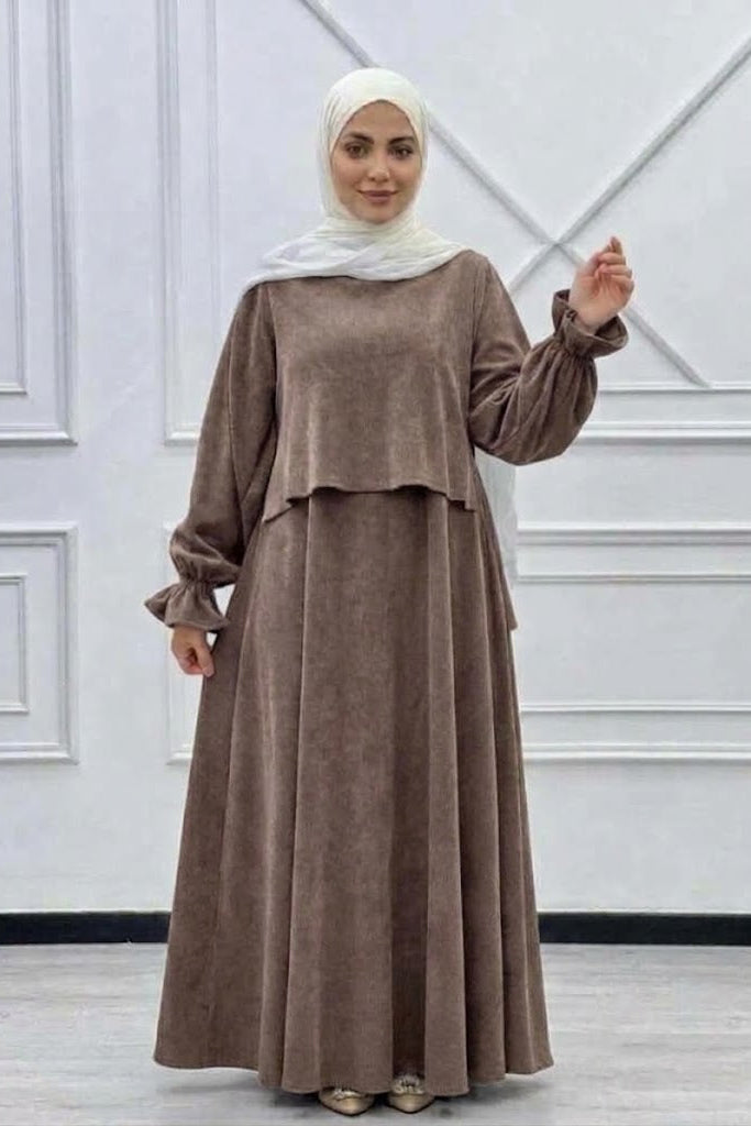 Velvet Skirt Set - Brown