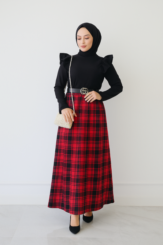 Checkered Wool Skirt