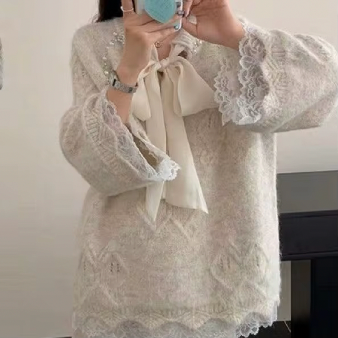 Lace Skirt 2 Pieces Set-Beige