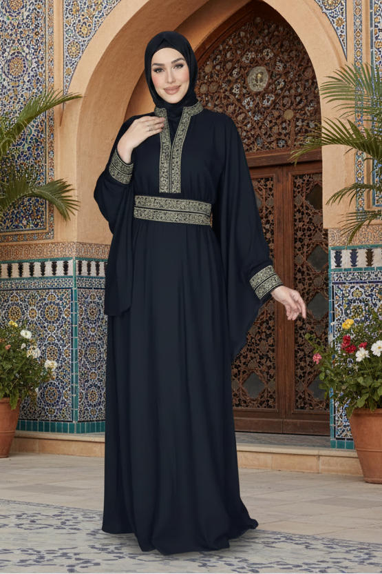 Abaya With Separate Belt & Scarf