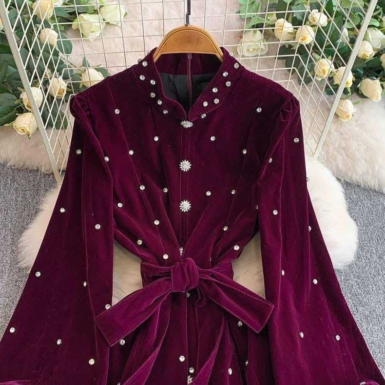 Elegant Diamond Dress-Purple