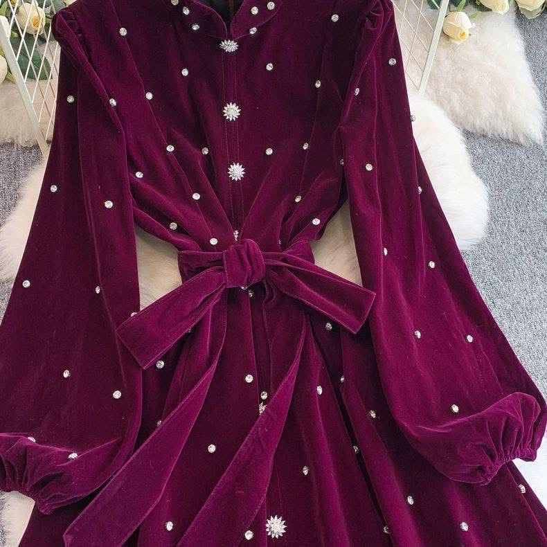 Elegant Diamond Dress-Purple