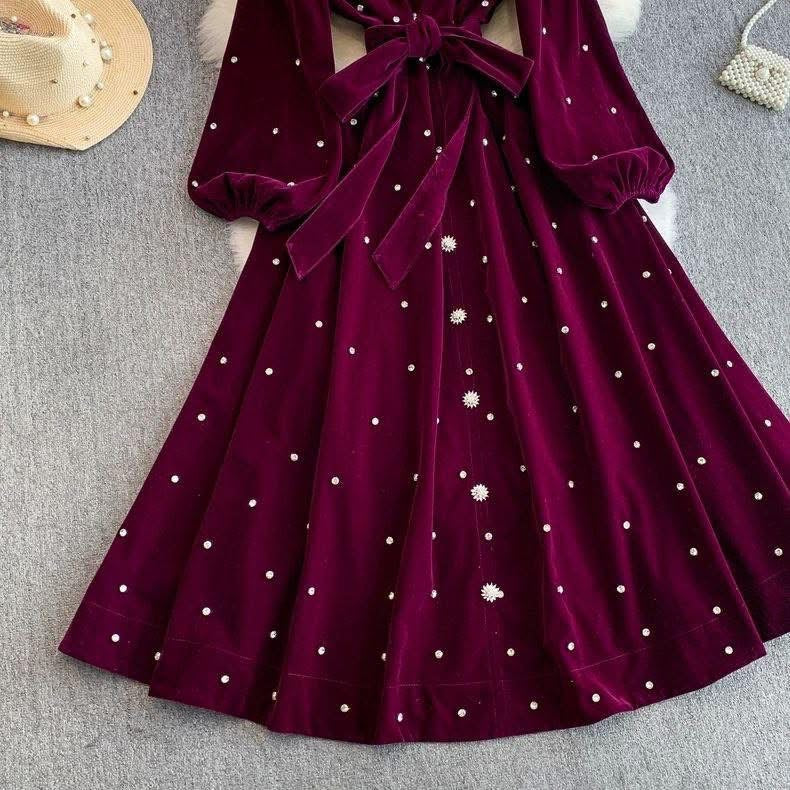 Elegant Diamond Dress-Purple