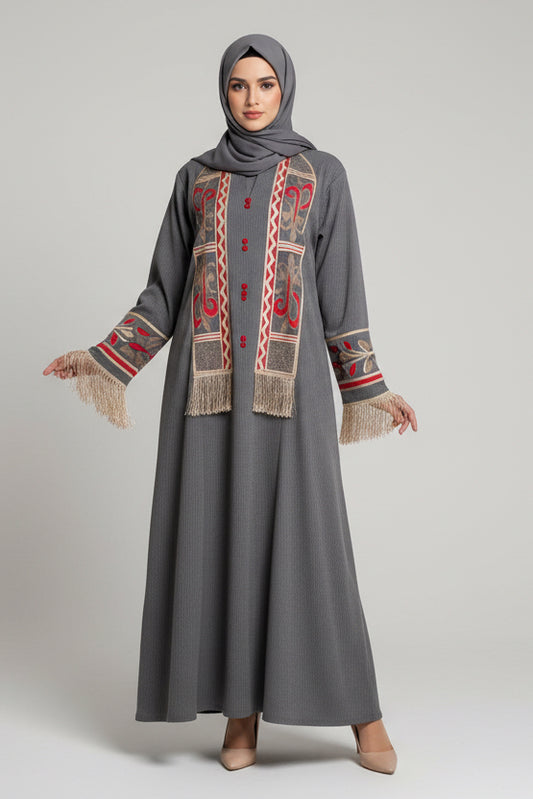 Fringes Embroided Abaya