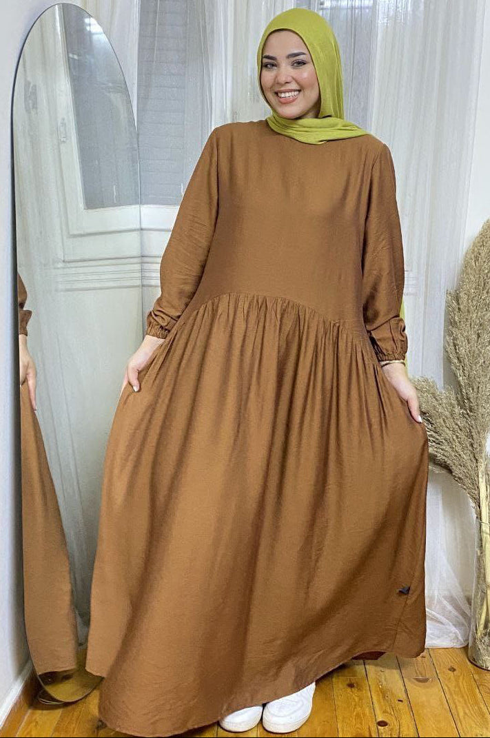 Pleated Plain Dress