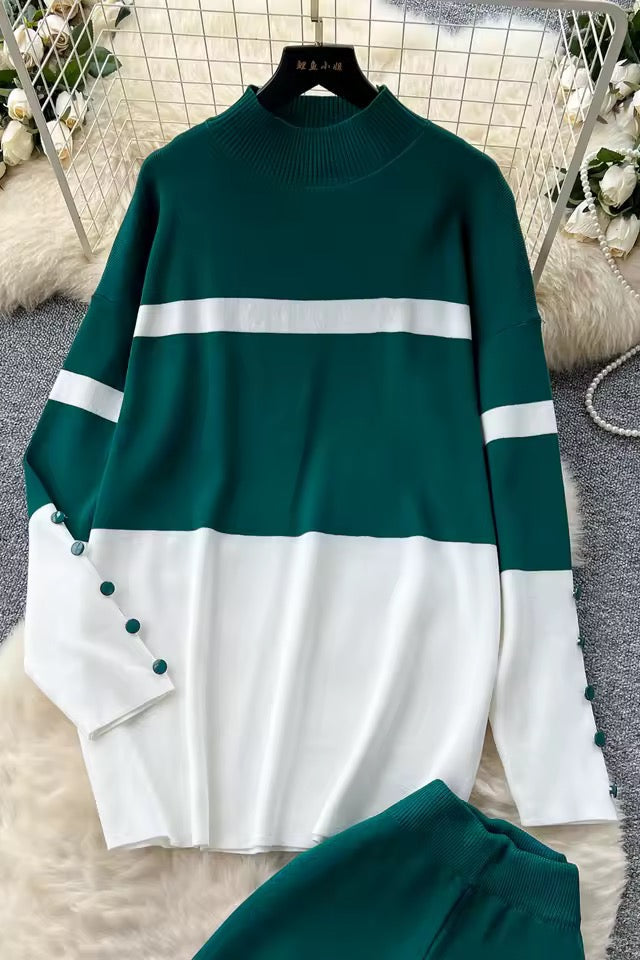 2 Pieces Green Casual Set