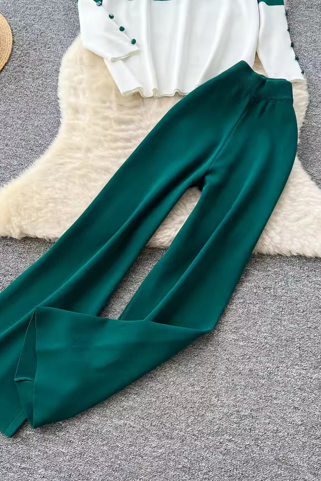 2 Pieces Green Casual Set