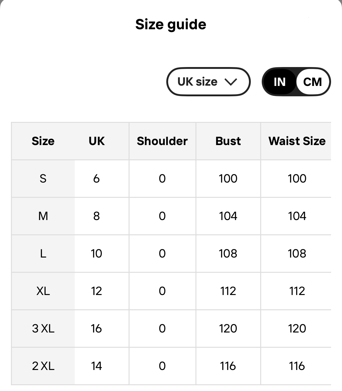 Size guide