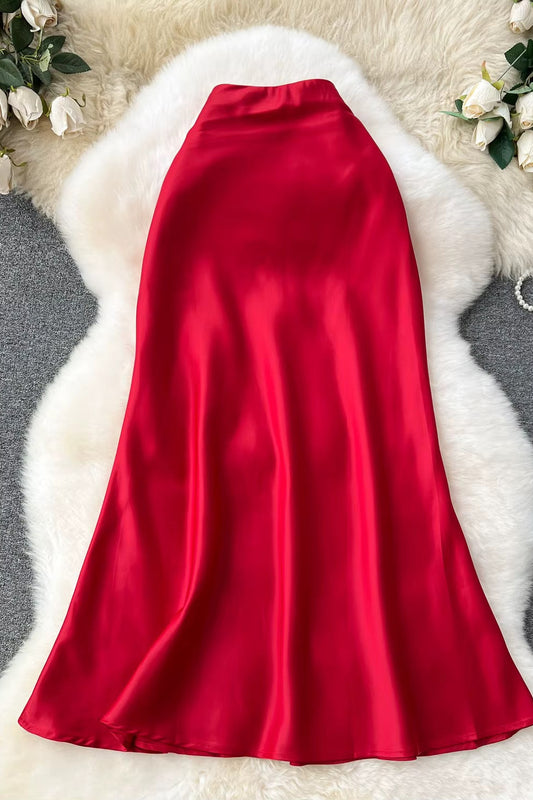 Satin Slim Skirt