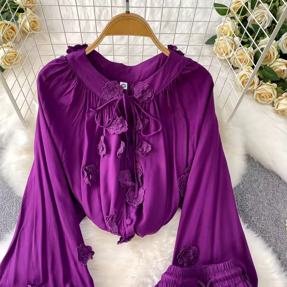 Purple Floral Skirt Set