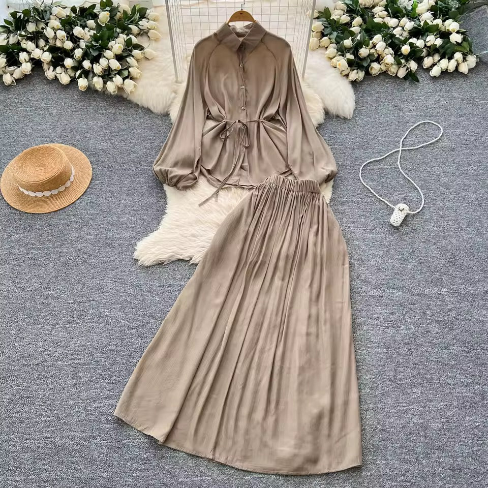 Beige Essential Skirt Suit