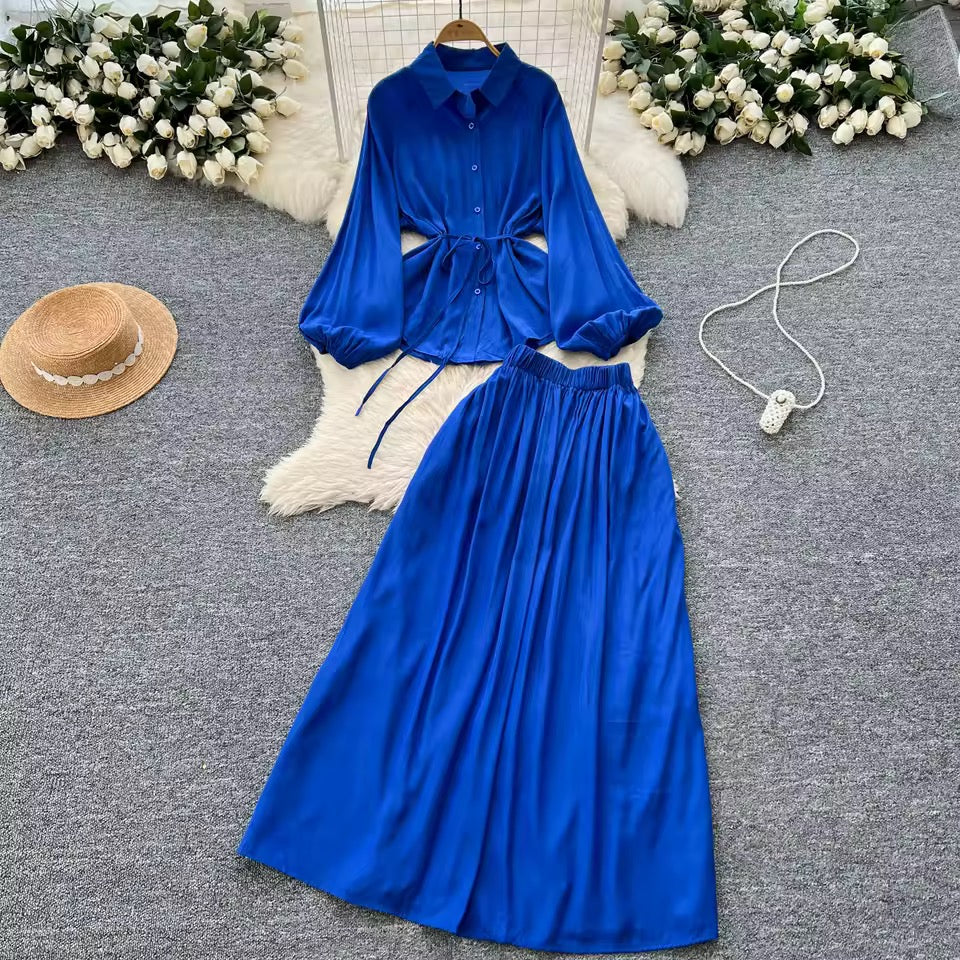 Blue Essential Skirt Suit