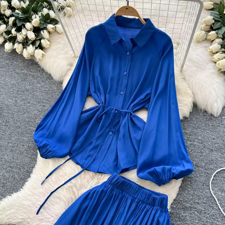 Blue Essential Skirt Suit