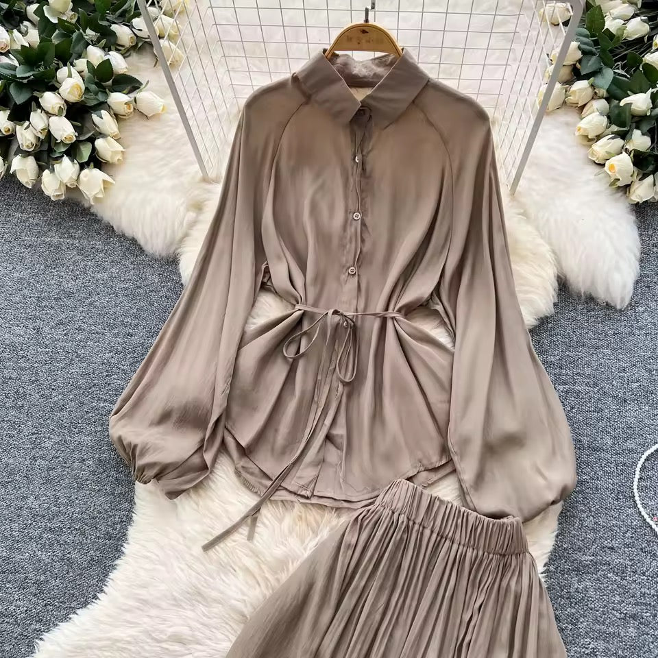 Beige Essential Skirt Suit