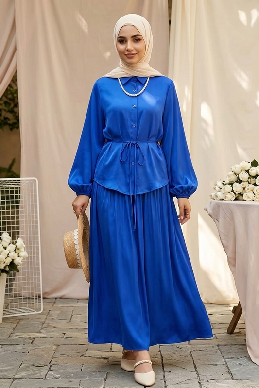 Blue Essential Skirt Suit