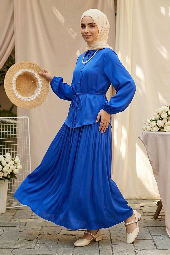 Blue Essential Skirt Suit