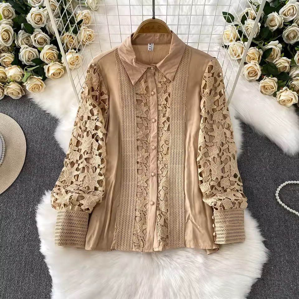 Beige Lace Skirt Set