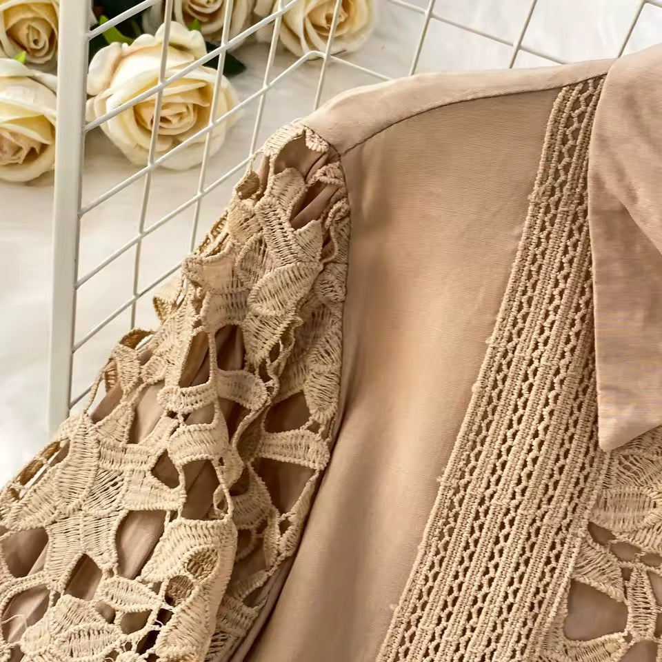 Beige Lace Skirt Set