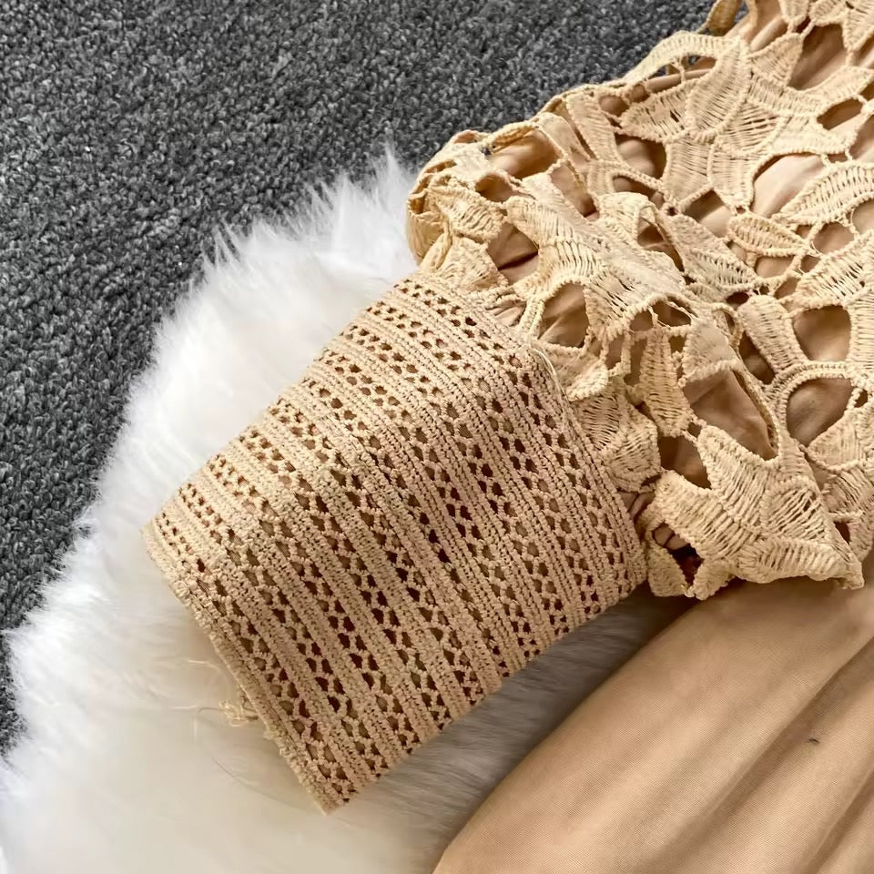 Beige Lace Skirt Set