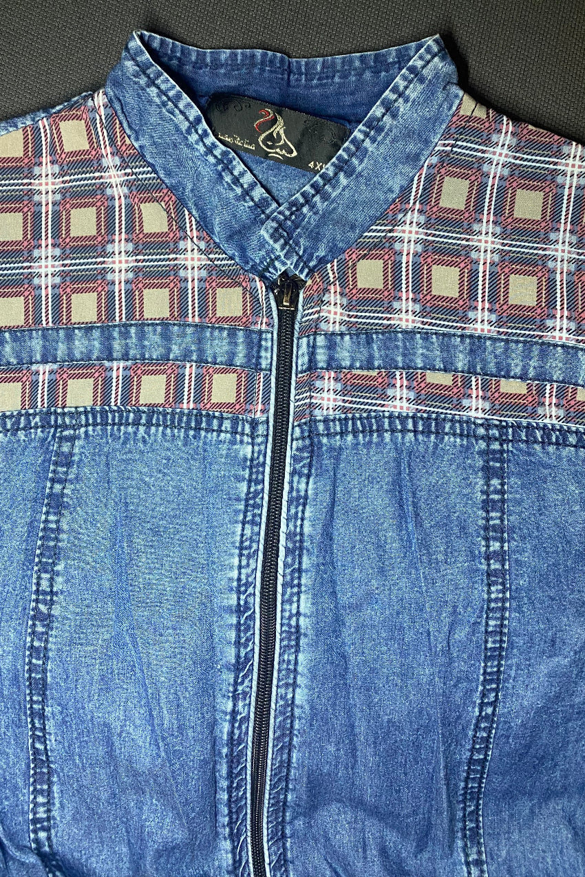 Printed Summer Jeans Dress with Zip