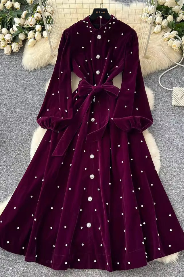 Elegant Diamond Dress-Purple