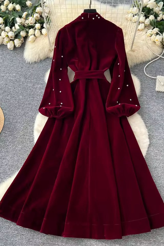 Elegant Diamond Dress-Red