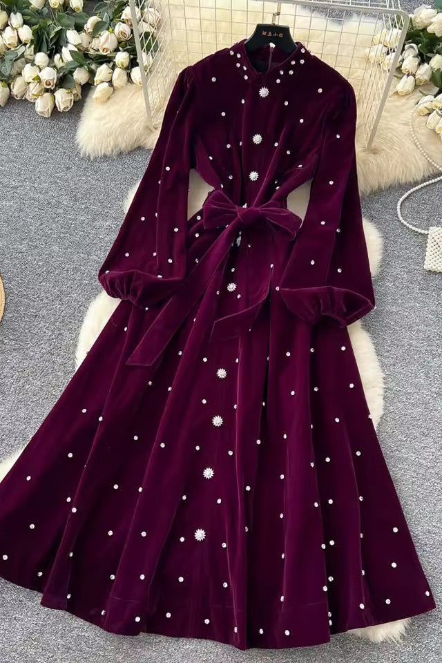 Elegant Diamond Dress-Purple