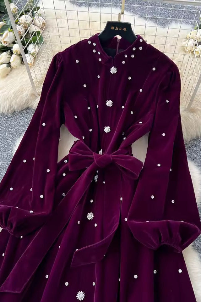 Elegant Diamond Dress-Purple