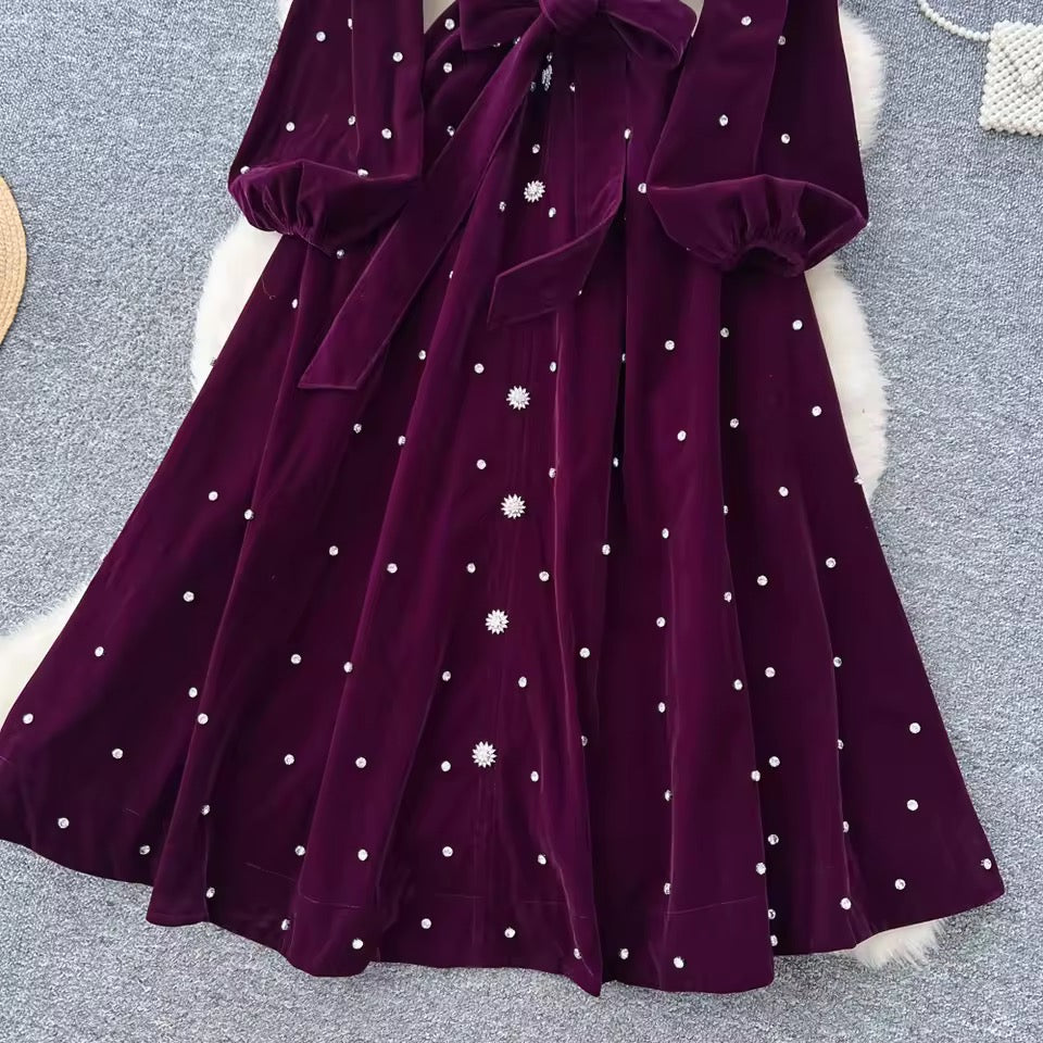 Elegant Diamond Dress-Purple