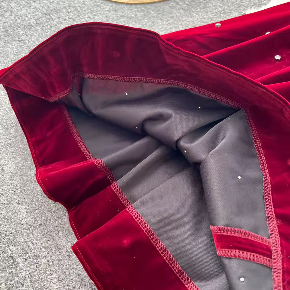 Elegant Diamond Dress-Red