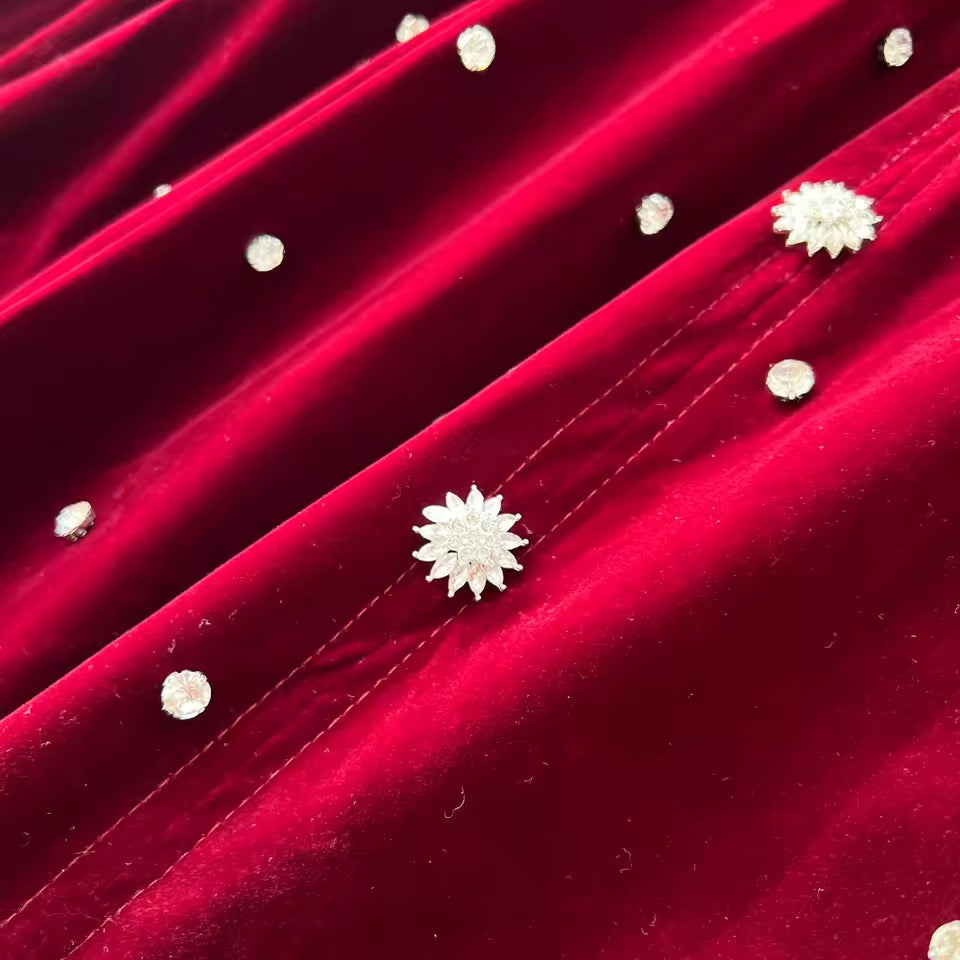 Elegant Diamond Dress-Red