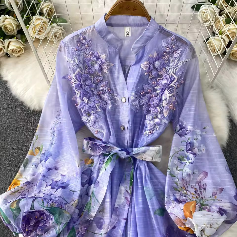 3D Designed Flower Dress-2 Colors