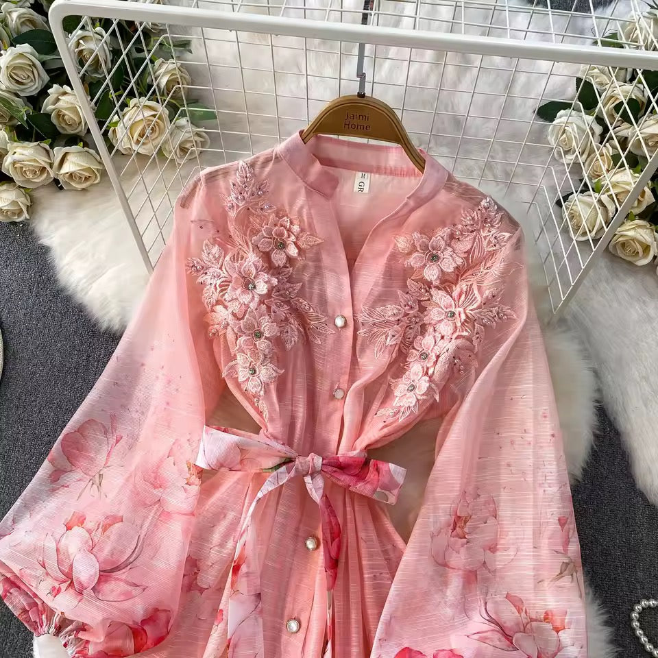 3D Designed Flower Dress-2 Colors